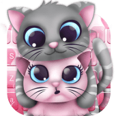 Pink Lovely Cartoon Cat Keyboard Theme Apk