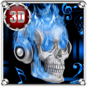 Scull On Fire 3D Next Launcher theme Apk