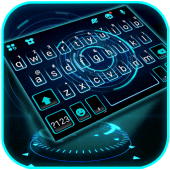 Blue Neon 3D Tech Keyboard Background Apk