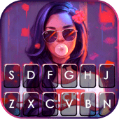 Cool Bubble Gum Girl Keyboard Background Apk