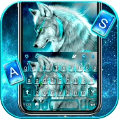 Cyan Neon Wolf Keyboard Theme Apk