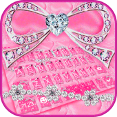 Diamond Pink Bowknot Keyboard Theme Apk