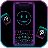 Neon Glitch Emoji Keyboard Background Apk