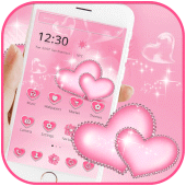 Pink heart diamond love Theme Apk