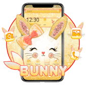 Cute Gold Glitter Bunny Theme Apk