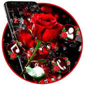 Broken Glass Beautiful Red Rose Theme Apk