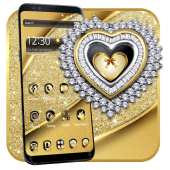 Gold Sparkle Heart Theme Apk