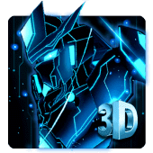 3D Blue Neon Robot Theme Apk