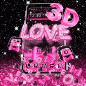 3D Pink Love Glitter Gravity Theme Apk