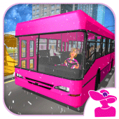 Pink Lady Snow Bus City Driver Apk