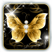 Luxurious gold butterfly diamond keyboard theme Apk